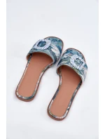 Ploché Dámské Pantofle S Ozdobnou Sponou Modré Clariola