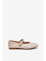 Dámské Baletky S Páskem A Zlatými Přezkami Béžové Firicene