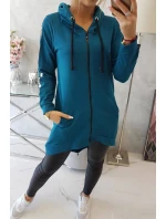 Dámská delší mikina se zipem na zádech 8997 Marine Petrolejová - K-Fashion Dámská delší mikina se zipem na zádech 8997 Marine Petrolejová - K-Fashion