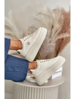 Sneakersy Dámské Sportovní Boty Zateplené Na Masivní Podešvi Béžové Ardiela