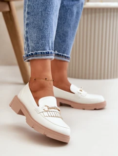 Dámské Mokasíny S Dekorací Eko Kůže Bílé Tialorae