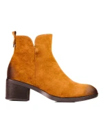 Výborné kotníčkové boty dámské hnědé na širokém podpatku Výborné kotníčkové boty dámské hnědé na širokém podpatku