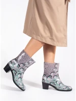 Trendy dámské vícebarevné  gumáky na širokém podpatku