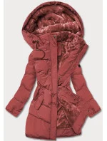 Dámská prošívaná zimní bunda v cihlové barvě (2m-963)