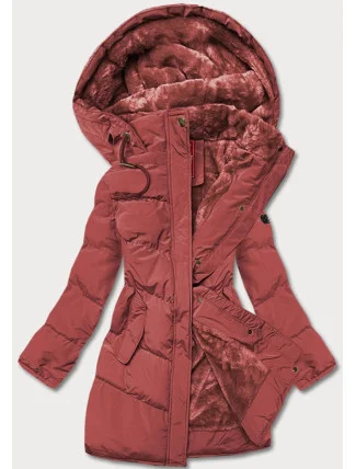 Dámská prošívaná zimní bunda v cihlové barvě (2m-963)