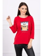 Halenka s potiskem Letní auto červená Halenka s potiskem Letní auto červená