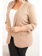 Dámská bunda Plus Size bez zapínání s podšívkou XL/2XL tmavě béžová