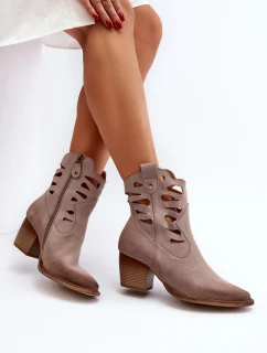 Kožené boty s výstřihy Maciejka 06412-04 Beige