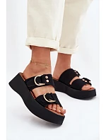 Dámské platformové sandály se zlatými sponami Černé Nelirae