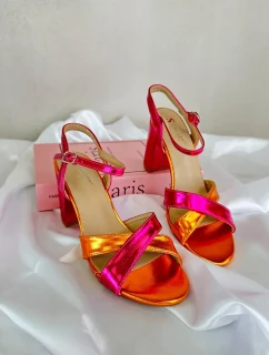 Ekologické kožené sandály na vysokém podpatku Fuchsia Abilica