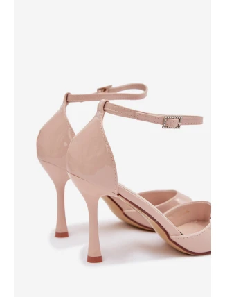 Lakované sandály na jehlovém podpatku Revella – béžové