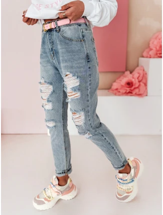 Dámské džínové kalhoty mom fit s dírami MOMVIBE blue FashionStreet UY2459