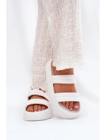 Pěnové Lehké Dámské Sandały Na Platformě S.Barski ZK51-001 Bílé Pěnové Lehké Dámské Sandały Na Platformě S.Barski ZK51-001 Bílé