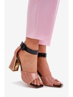 Lakované Dámské Sandály Na Podpatku Vinceza 20266 Růžové