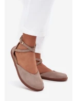 Dámské Semišové Baletky Barefoot S Pásky Zazoo 191 Šedé