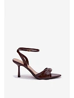 Dámské sandály na podpatku z eko kůže čokoládové Sedira