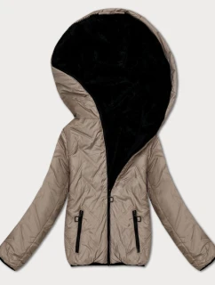 Béžovo-černá oboustranná dámská bunda pro přechodné období S'West (B8546-1201)