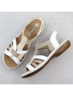 Pohodlné dámské nazouvací sandály bílé Rieker 65918-81