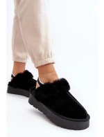 Kožené Semišové Pantofle Dámské Na Platformě S Kožešinou Černé Sophienne