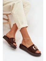 Dámské pantofle se zlatým detailem čokoládové Elmera