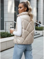 Dámská prošívaná vesta se stojáčkem béžová FashionStreet TY3476