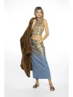 Hnědý dámský plyšový oversize kabát Ann Gissy (AG1-J9172)