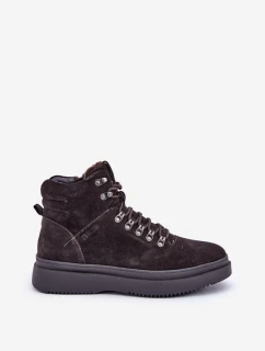 Semišové pánské zateplené kotníkové boty Big Star OO174189 hnědé