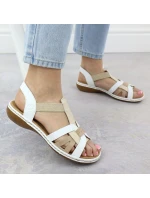 Pohodlné dámské nazouvací sandály bílé Rieker 65918-81