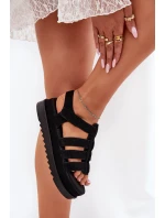 Dámské Sandály Na Platformě Eko Semišové Černé Filisenia