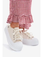 Dámské Tenisky Na Platformě S Dekorativním Šněrováním Béžové Tivora Dámské Tenisky Na Platformě S Dekorativním Šněrováním Béžové Tivora