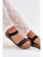 Dámské Sandály S Pletením Na Ozdobené Platformě Černé Velara Dámské Sandály S Pletením Na Ozdobené Platformě Černé Velara