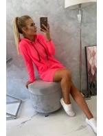 Šaty s kapucí mikina růžová neonová