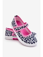 Dětské balerínky na suchý zip v potisku námořnické modré a růžové Selah