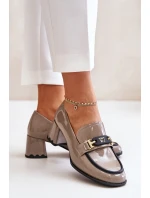 Lakované Dámské Polobotky Na Podpatku S Dekorací Béžové Artiker 55C1054