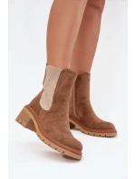 Dámské zateplené chelsea boty na klínovém podpatku tmavě béžové Zoralia Dámské zateplené chelsea boty na klínovém podpatku tmavě béžové Zoralia