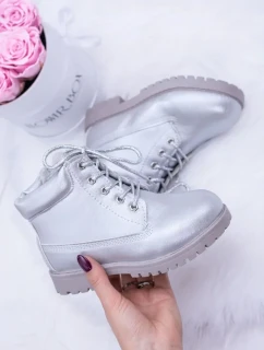 práškové stříbrné teplé Dětské boty traper Dexter