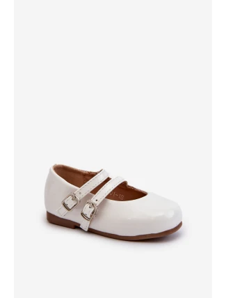 Lakýrované Dětské Baletky S Proužky Bílé Margenis