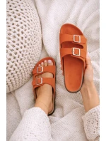 Dámské pantofle oranžové s přezkami Oliena