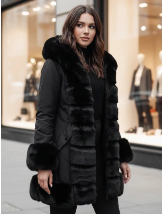 Dámská bunda s kožešinou FURRWINT černá FashionStreet TY4772z