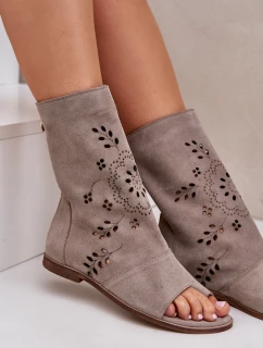 Zazoo 3437 Dámské Semišové Sandály S Hřebínkem Na Zip Beige