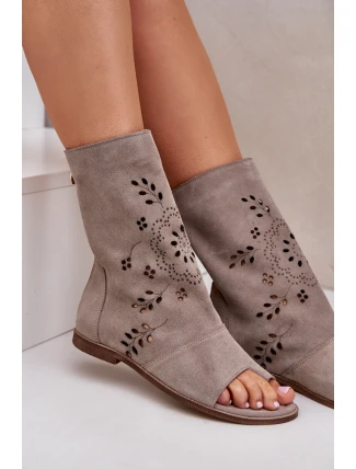 Zazoo 3437 Dámské Semišové Sandály S Hřebínkem Na Zip Beige