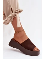 Ženské platformové nazouváky Čokoládové Liorisse