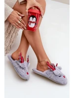 Vánoční pantofle s motivem soba šedé Sylaia