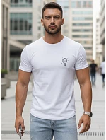 Pánské bavlněné tričko s minimalistickým potiskem, bílé, FashionStreet NX0137R Pánské bavlněné tričko s minimalistickým potiskem, bílé, FashionStreet NX0137R