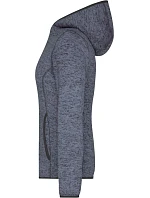 Daiber JN 588 Dámská pletená fleecová bunda s kapucí 02.0588 denim melange/black