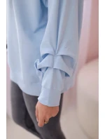 Bavlněná halenka s mašlí modrý Bavlněná halenka s mašlí modrý