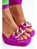 Dámské semišové sandály s masivními podpatky Lewski boty 3207 Fuchsie