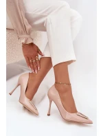 Lakované lodičky se zlatým detailem béžové Paivelle