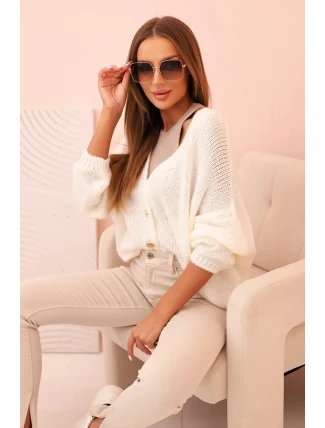 Dámský svetr s výstřihem do V a knoflíky ecru Dámský svetr s výstřihem do V a knoflíky ecru