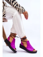 Semišové sandály na klínku Nicole 2743/067 Fuchsie